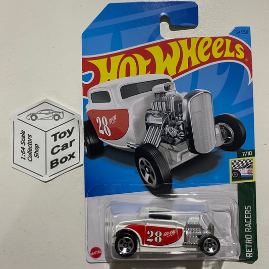 2023 HOT WHEELS #124 - ‘32 Ford Hot Rod (White #7 Retro Racers - Long Card) B00