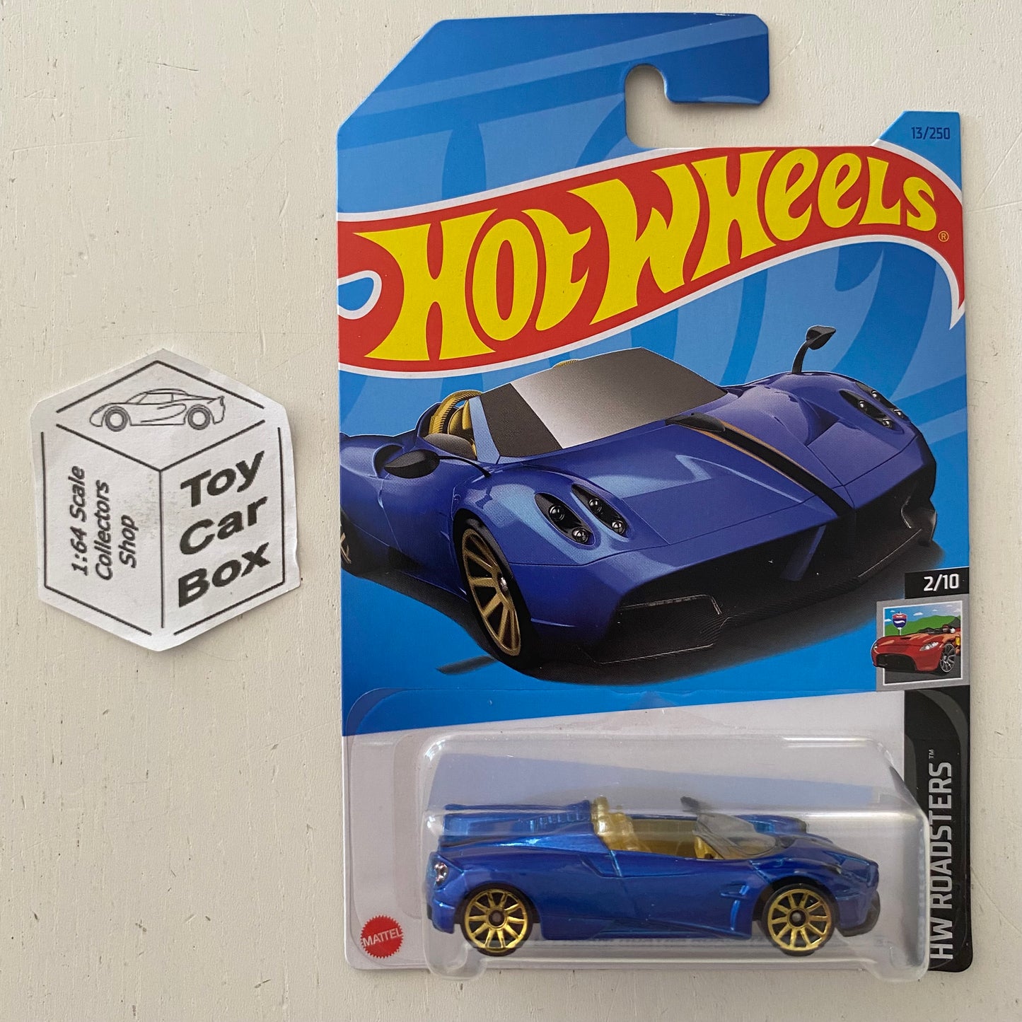 2023 HOT WHEELS #13 - ‘17 Pagani Huayra (Blue #2 HW Roadster - Long Card) B00