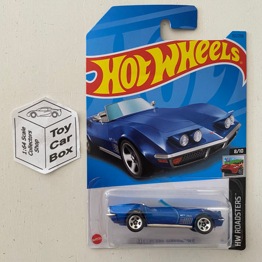 2023 HOT WHEELS #132 - ‘72 Corvette Stingray (Blue #8 Roadster - Long Card) B00