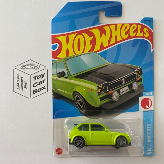 2023 HOT WHEELS #117- 73 Honda Civic Custom (Green #8 J-Imports - Long Card) A80