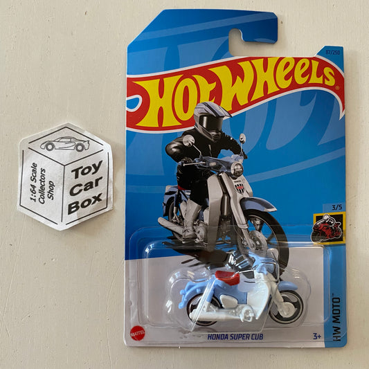 2023 HOT WHEELS #87 - Honda Super Cub (White #3 HW Moto - Long Card) B53